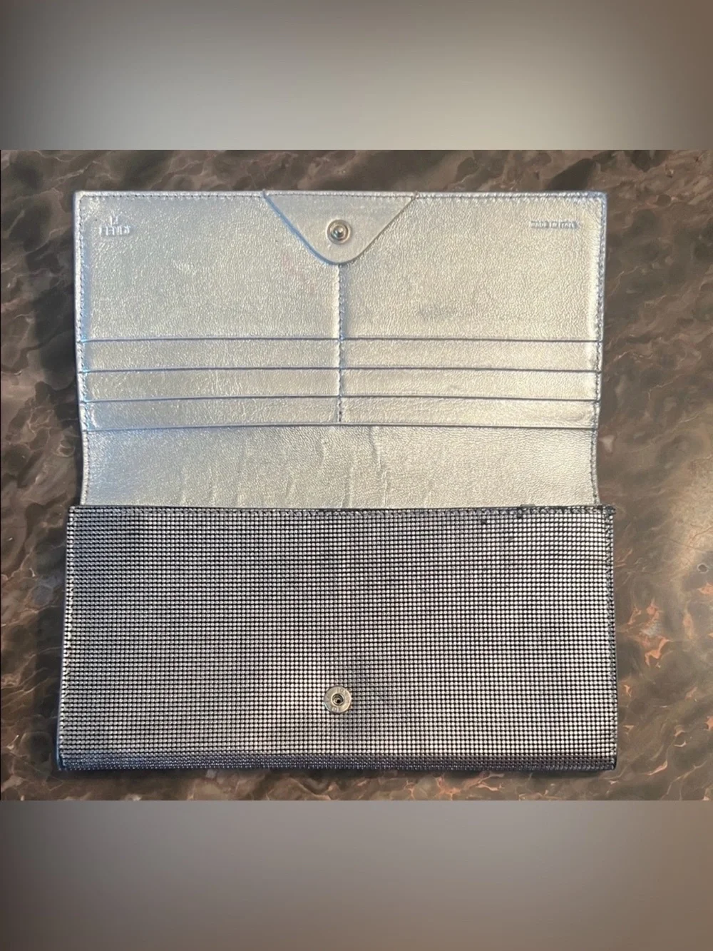 Fendi Silver Metallic Logo Wallet